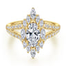 Ulla - 14K Yellow Gold Marquise Shape Halo Diamond Engagement Ring - 0.9 ct
