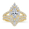 Ulla - 14K Yellow Gold Marquise Shape Halo Diamond Engagement Ring - 0.9 ct
