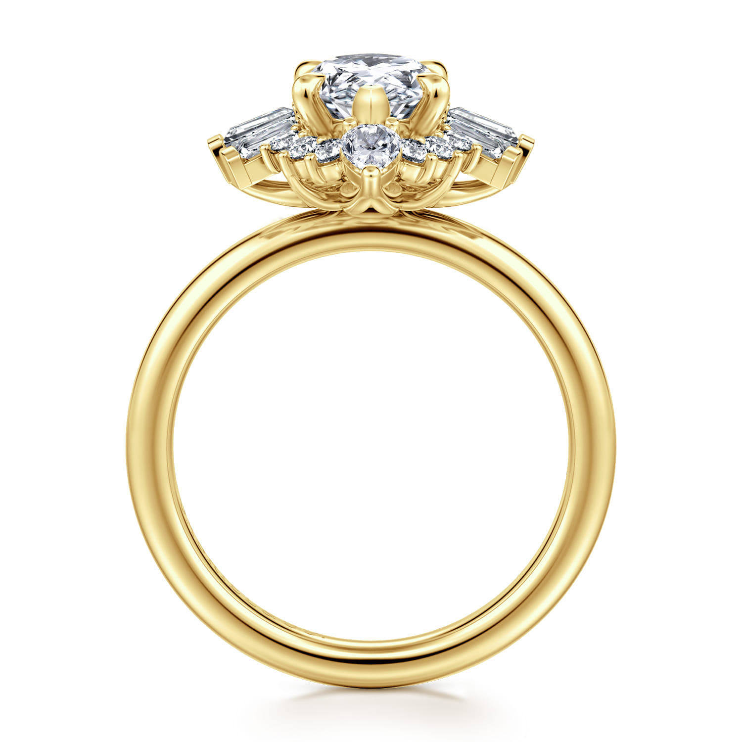 Emarie - 14K Yellow Gold Marquise Shape Halo Diamond Engagement Ring - 0.7 ct - Shot 2