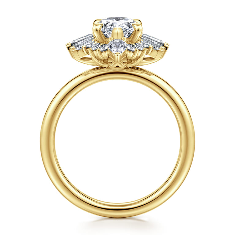 Emarie - 14K Yellow Gold Marquise Shape Halo Diamond Engagement Ring - 0.7 ct - Shot 2