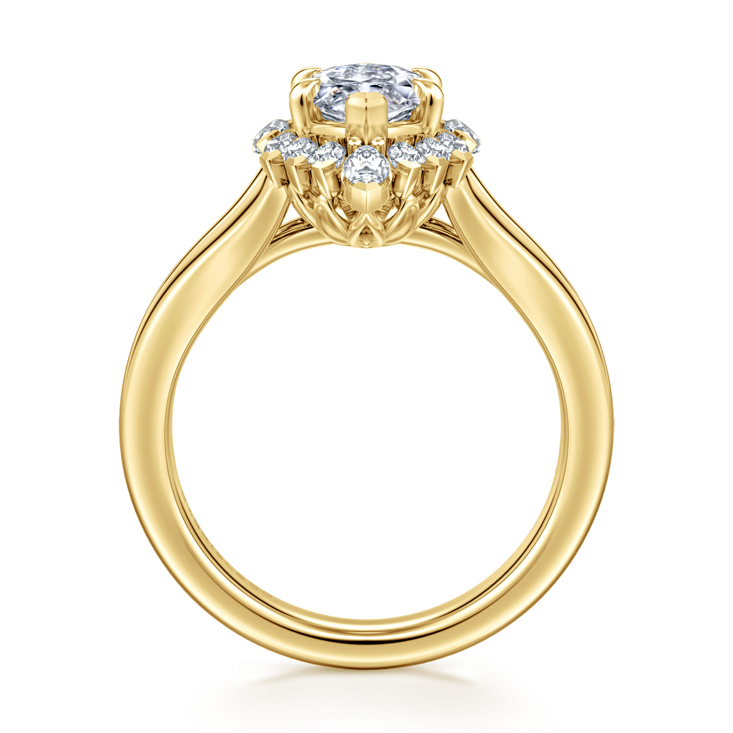 Yesenia - 14K Yellow Gold Marquise Shahpe Halo Diamond Engagement Ring - 0.65 ct - Shot 2