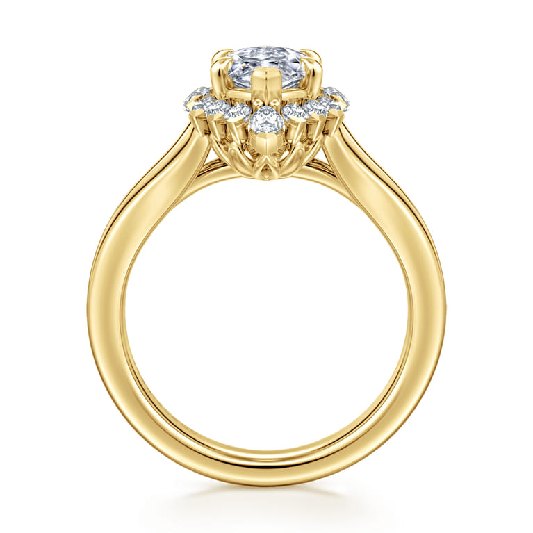 Yesenia - 14K Yellow Gold Marquise Shahpe Halo Diamond Engagement Ring - 0.65 ct - Shot 2