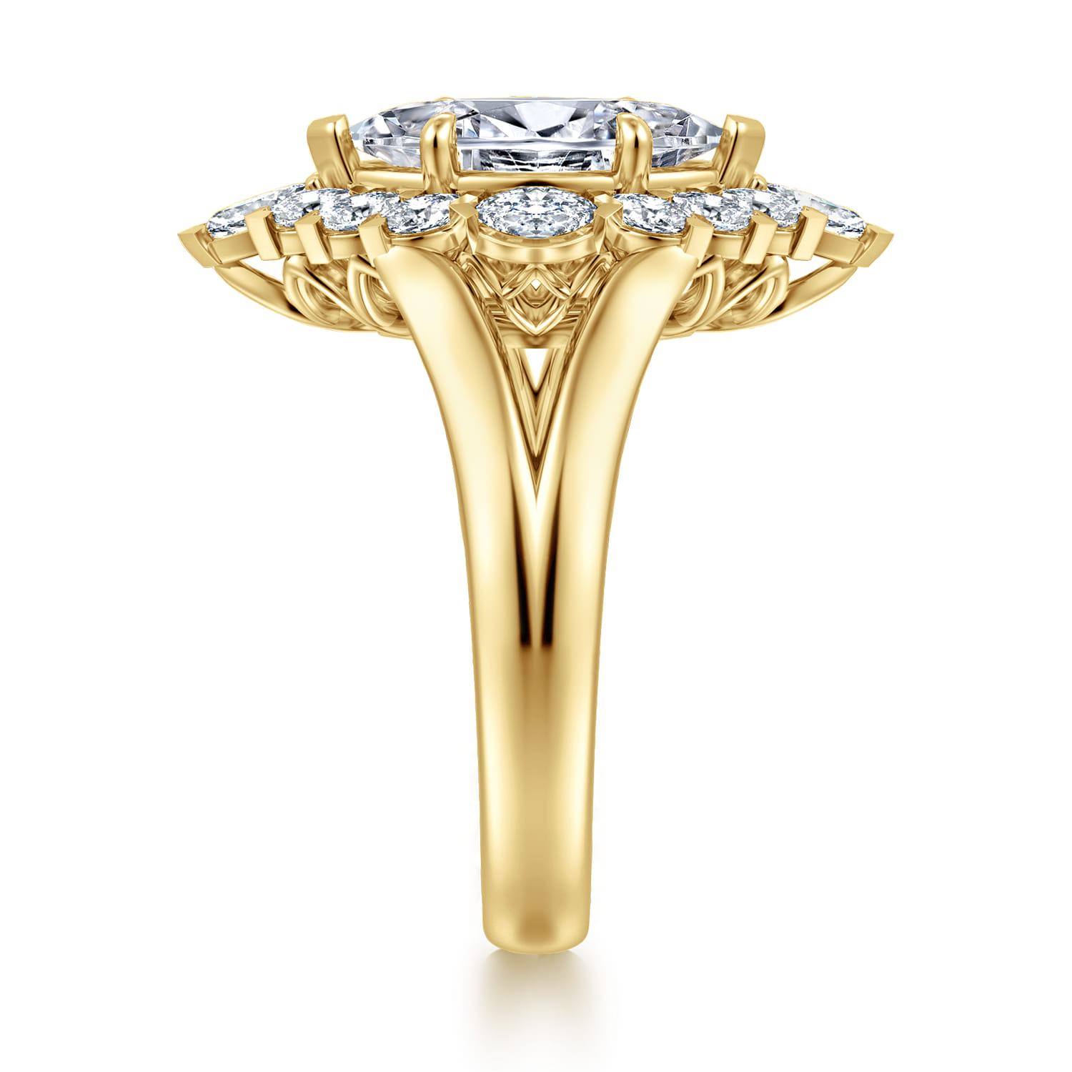 Yesenia - 14K Yellow Gold Marquise Shahpe Halo Diamond Engagement Ring - 0.65 ct - Shot 4