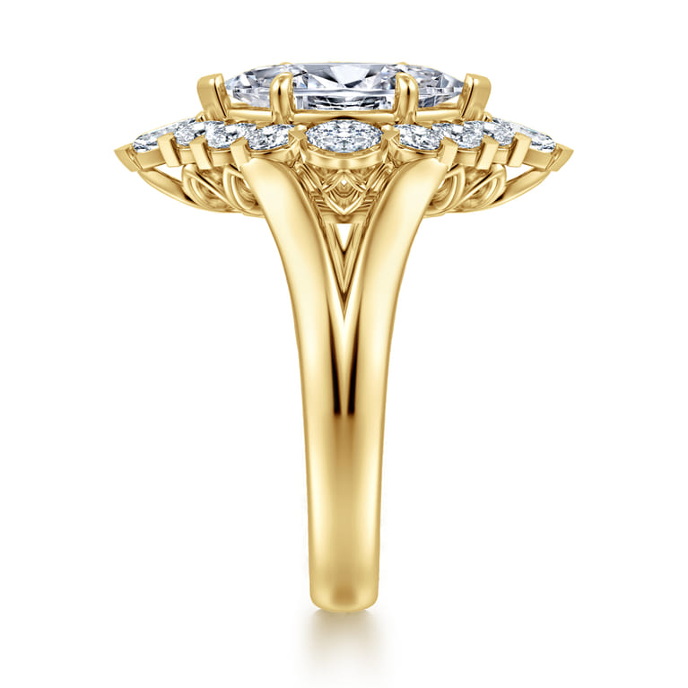 Yesenia - 14K Yellow Gold Marquise Shahpe Halo Diamond Engagement Ring - 0.65 ct - Shot 4