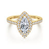 Carly - 14K Yellow Gold Marquise Halo Diamond Engagement Ring - 0.32 ct