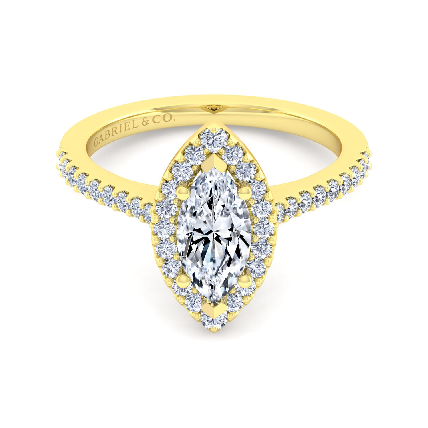 Carly - 14K Yellow Gold Marquise Halo Diamond Engagement Ring - 0.32 ct - Shot 2