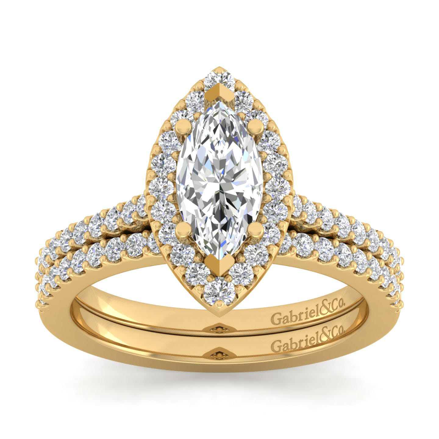 Carly - 14K Yellow Gold Marquise Halo Diamond Engagement Ring - 0.32 ct - Shot 4