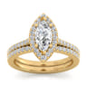 Carly - 14K Yellow Gold Marquise Halo Diamond Engagement Ring - 0.32 ct