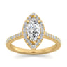 Carly - 14K Yellow Gold Marquise Halo Diamond Engagement Ring - 0.32 ct