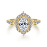 Veronique - Unique 14K Yellow Gold Vintage Inspired Oval Halo Diamond Engagement Ring - 0.4 ct