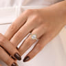 Veronique - Unique 14K Yellow Gold Vintage Inspired Oval Halo Diamond Engagement Ring - 0.4 ct