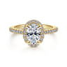 Idina - 14K Yellow Gold Oval Halo Diamond Engagement Ring - 0.32 ct