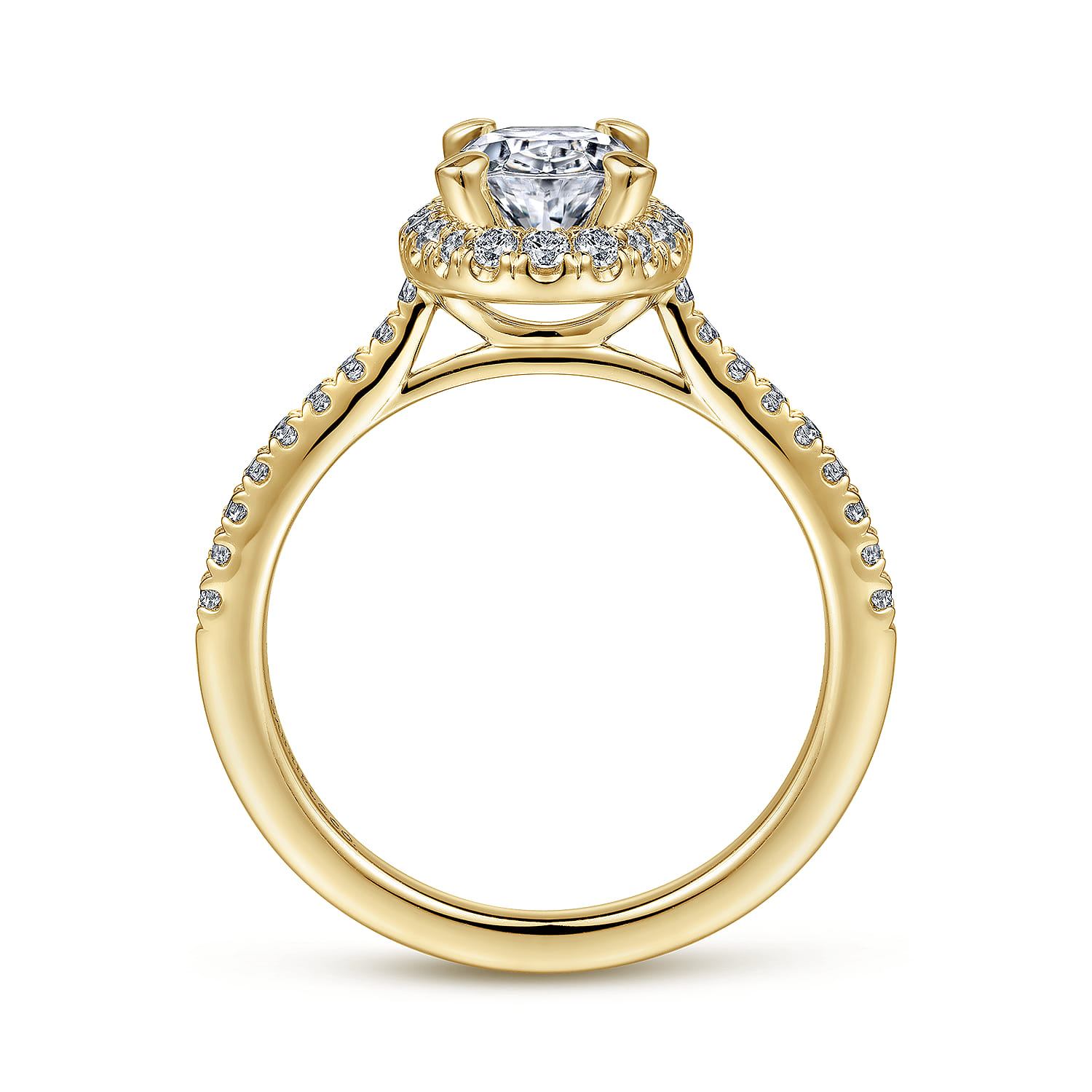Idina - 14K Yellow Gold Oval Halo Diamond Engagement Ring - 0.32 ct - Shot 2