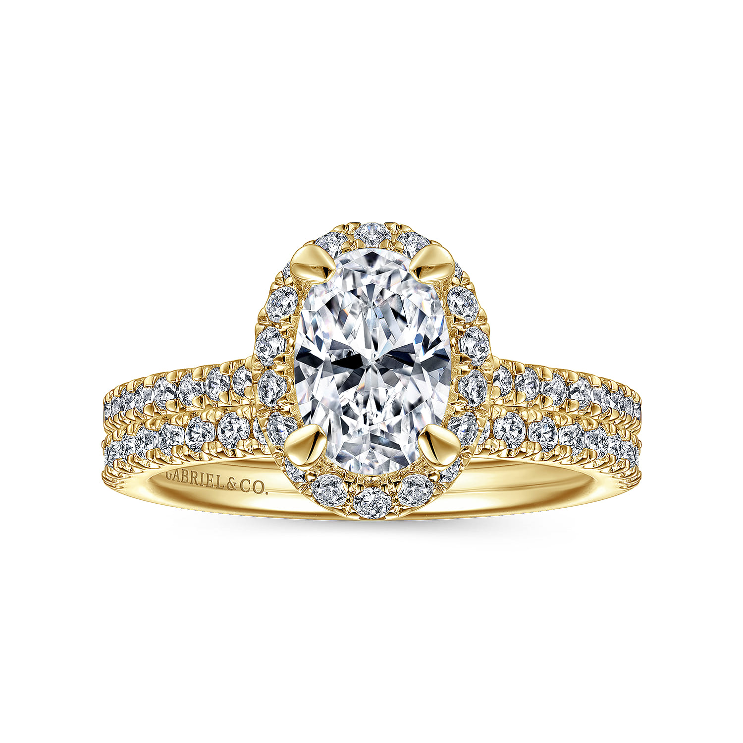 Idina - 14K Yellow Gold Oval Halo Diamond Engagement Ring - 0.32 ct - Shot 4