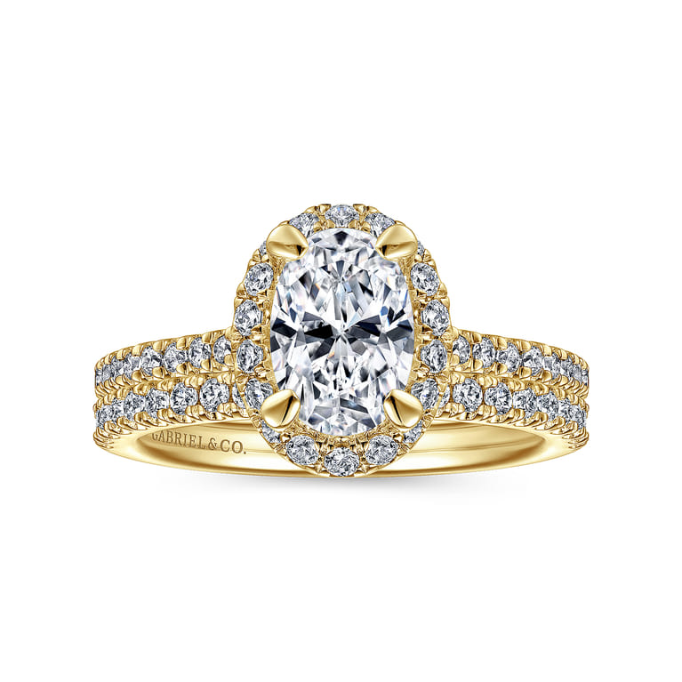 Idina - 14K Yellow Gold Oval Halo Diamond Engagement Ring - 0.32 ct - Shot 4