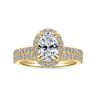 Idina - 14K Yellow Gold Oval Halo Diamond Engagement Ring - 0.32 ct