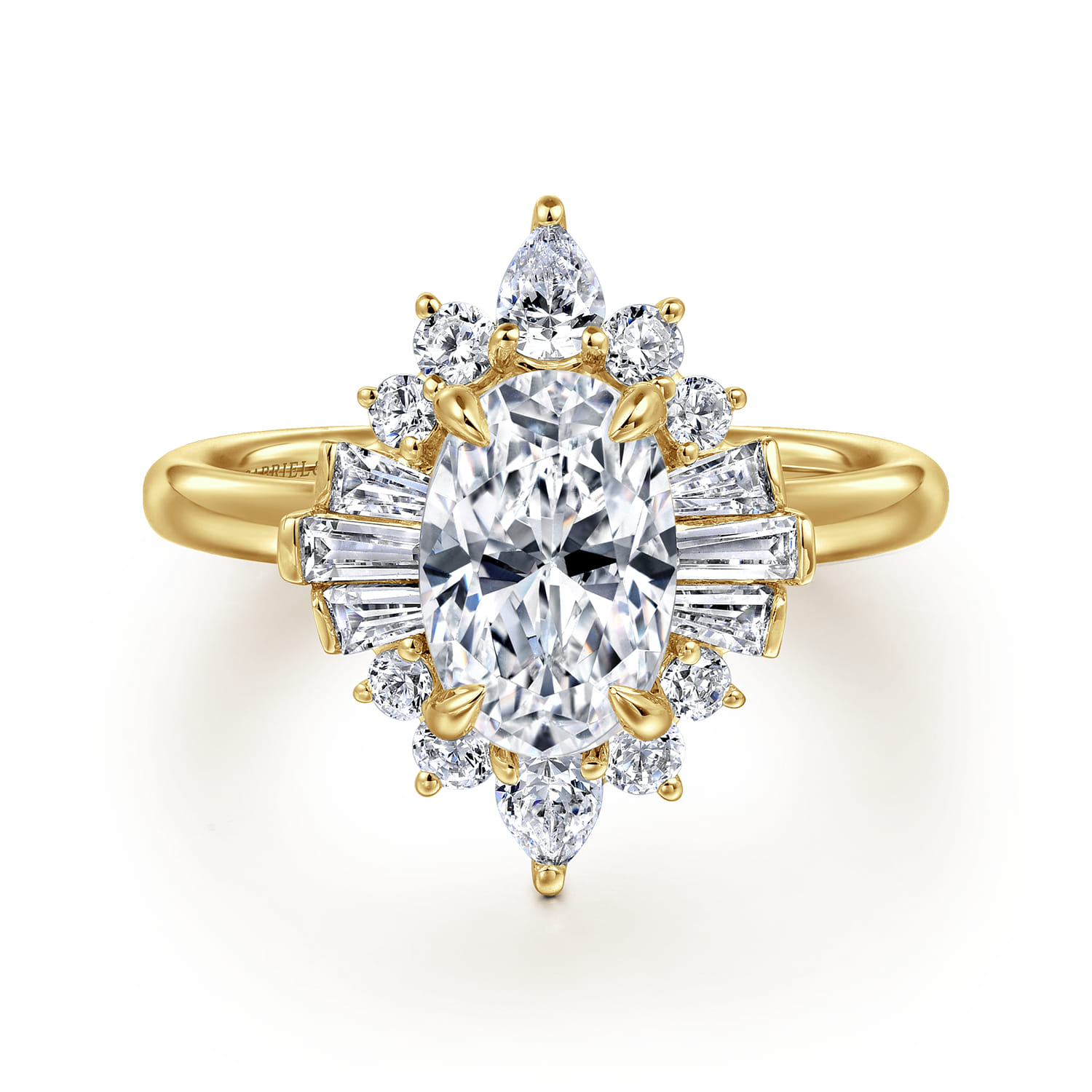 Emarie - 14K Yellow Gold Oval Halo Diamond Engagement Ring - 0.65 ct - Shot 1