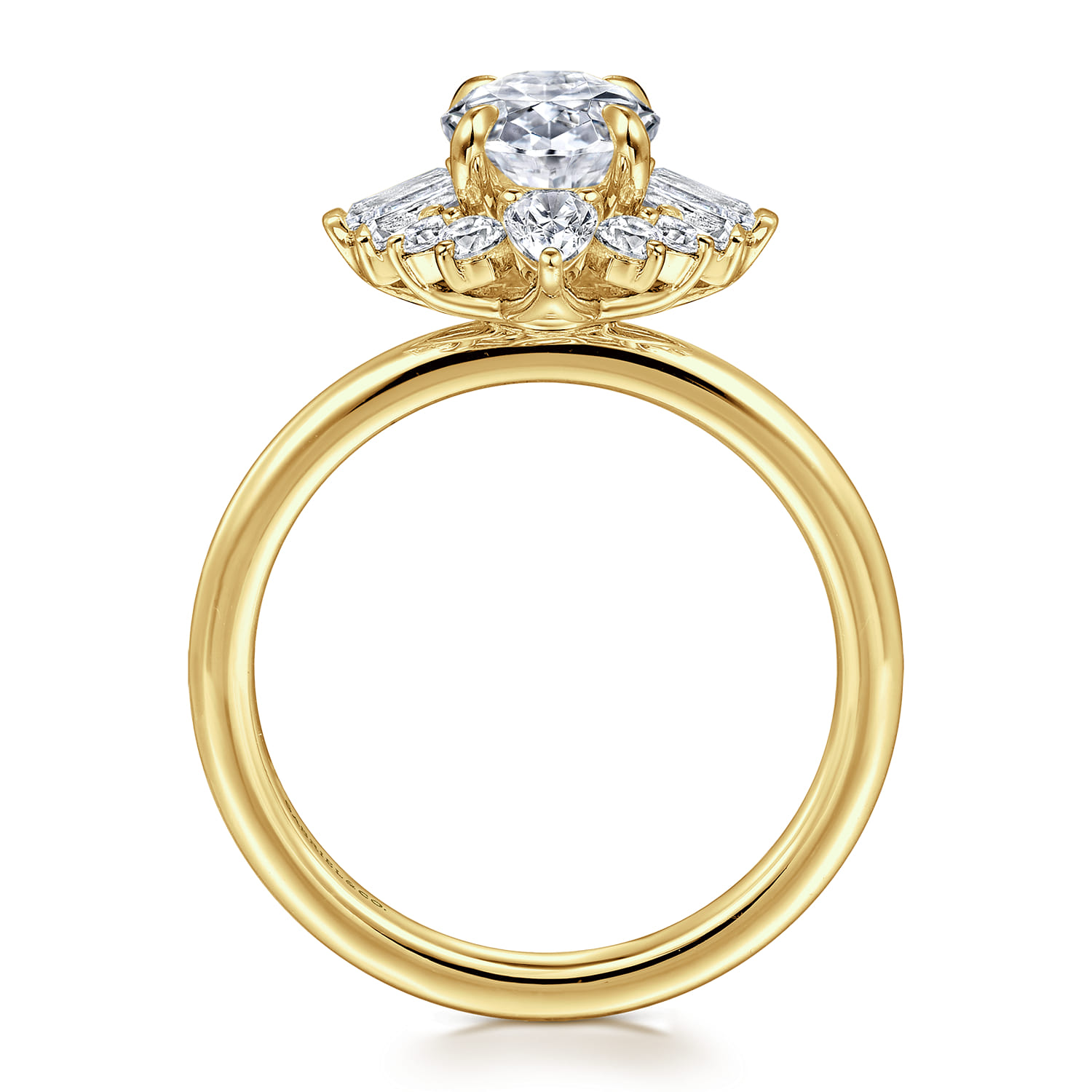 Emarie - 14K Yellow Gold Oval Halo Diamond Engagement Ring - 0.65 ct - Shot 2