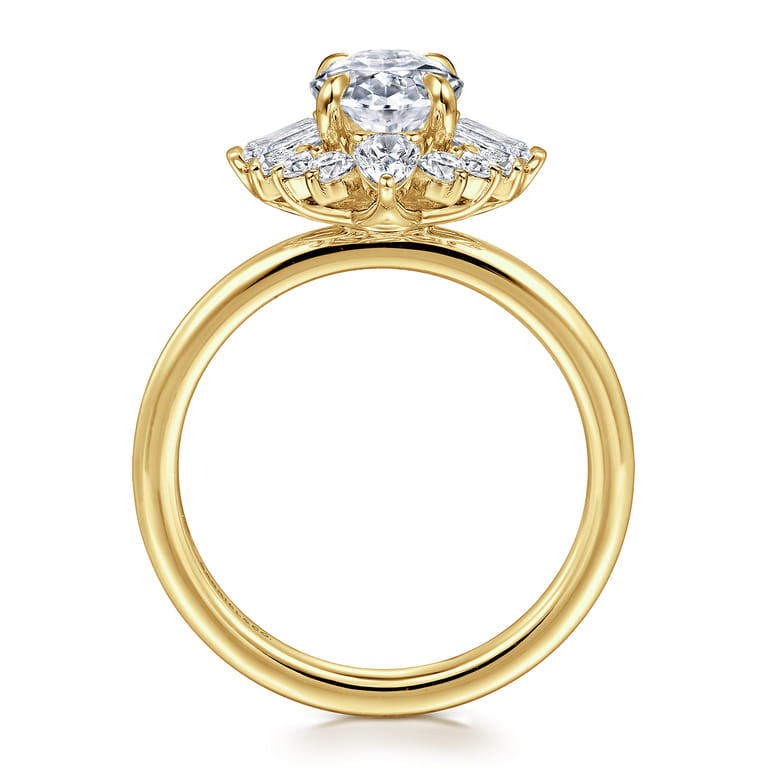 Emarie - 14K Yellow Gold Oval Halo Diamond Engagement Ring - 0.65 ct - Shot 2