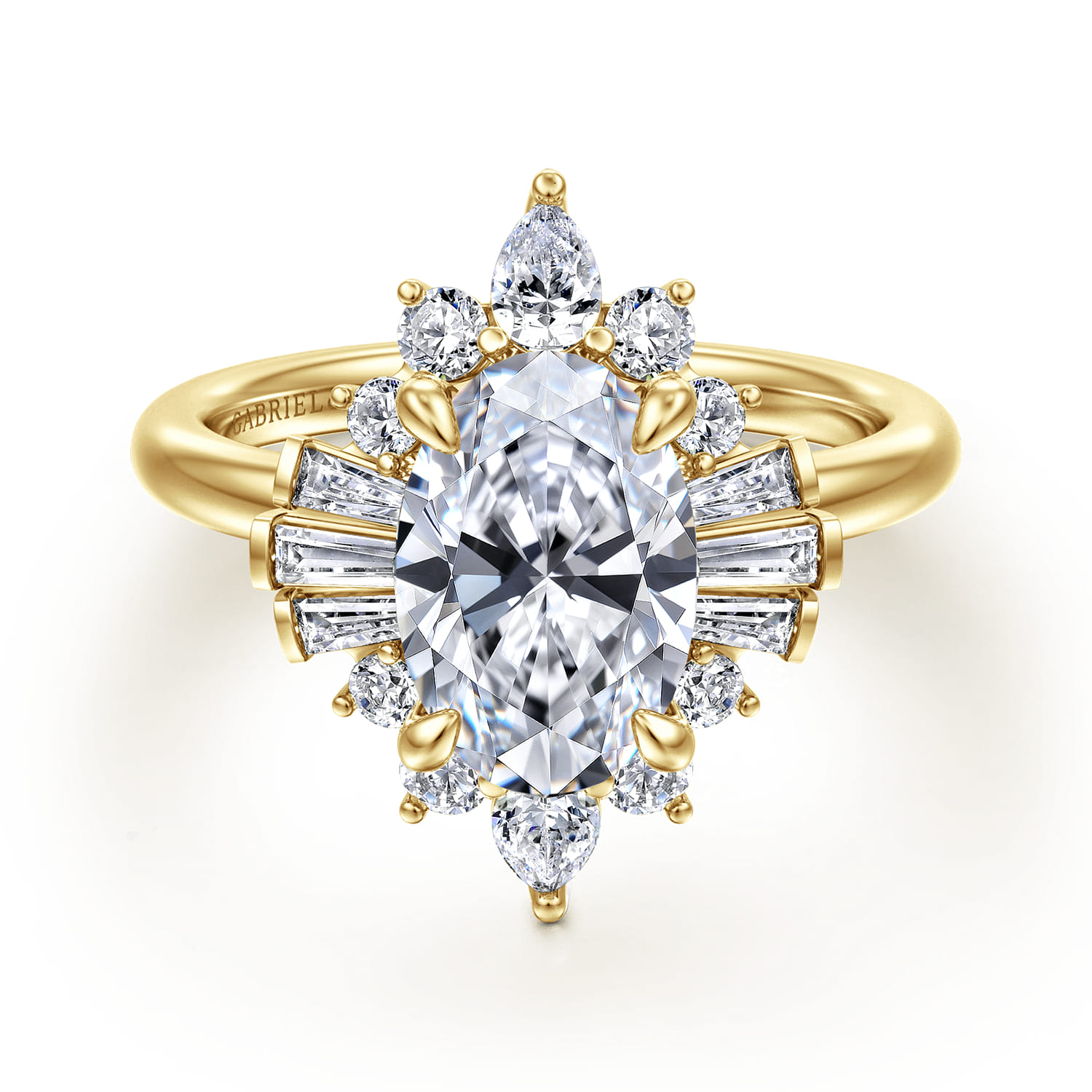 Emarie - 14K Yellow Gold Oval Halo Diamond Engagement Ring - 0.7 ct - Shot 1