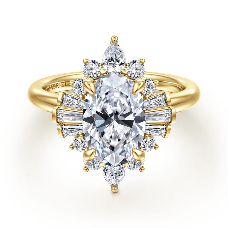 Emarie - 14K Yellow Gold Oval Halo Diamond Engagement Ring - 0.7 ct - Shot 1