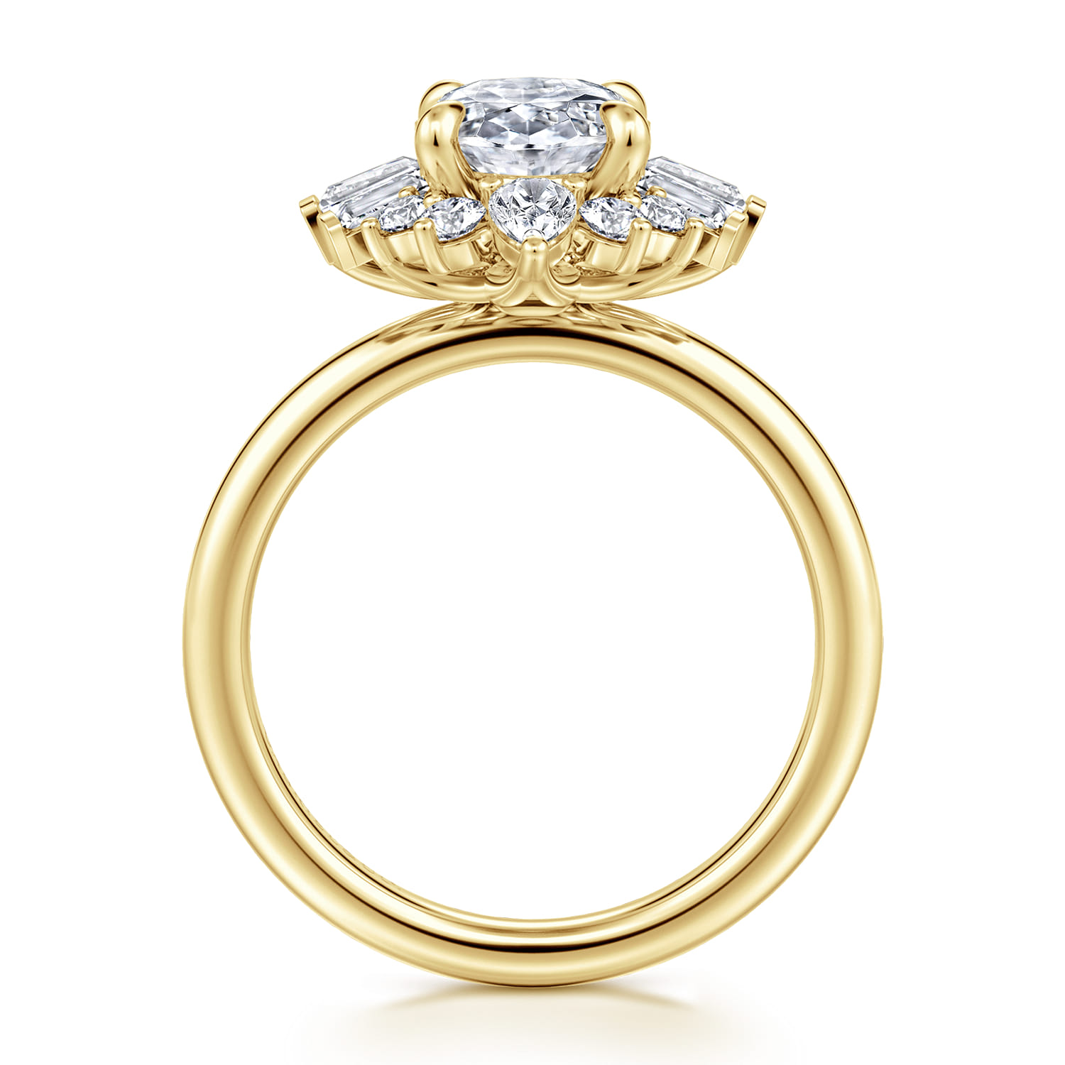 Emarie - 14K Yellow Gold Oval Halo Diamond Engagement Ring - 0.7 ct - Shot 2