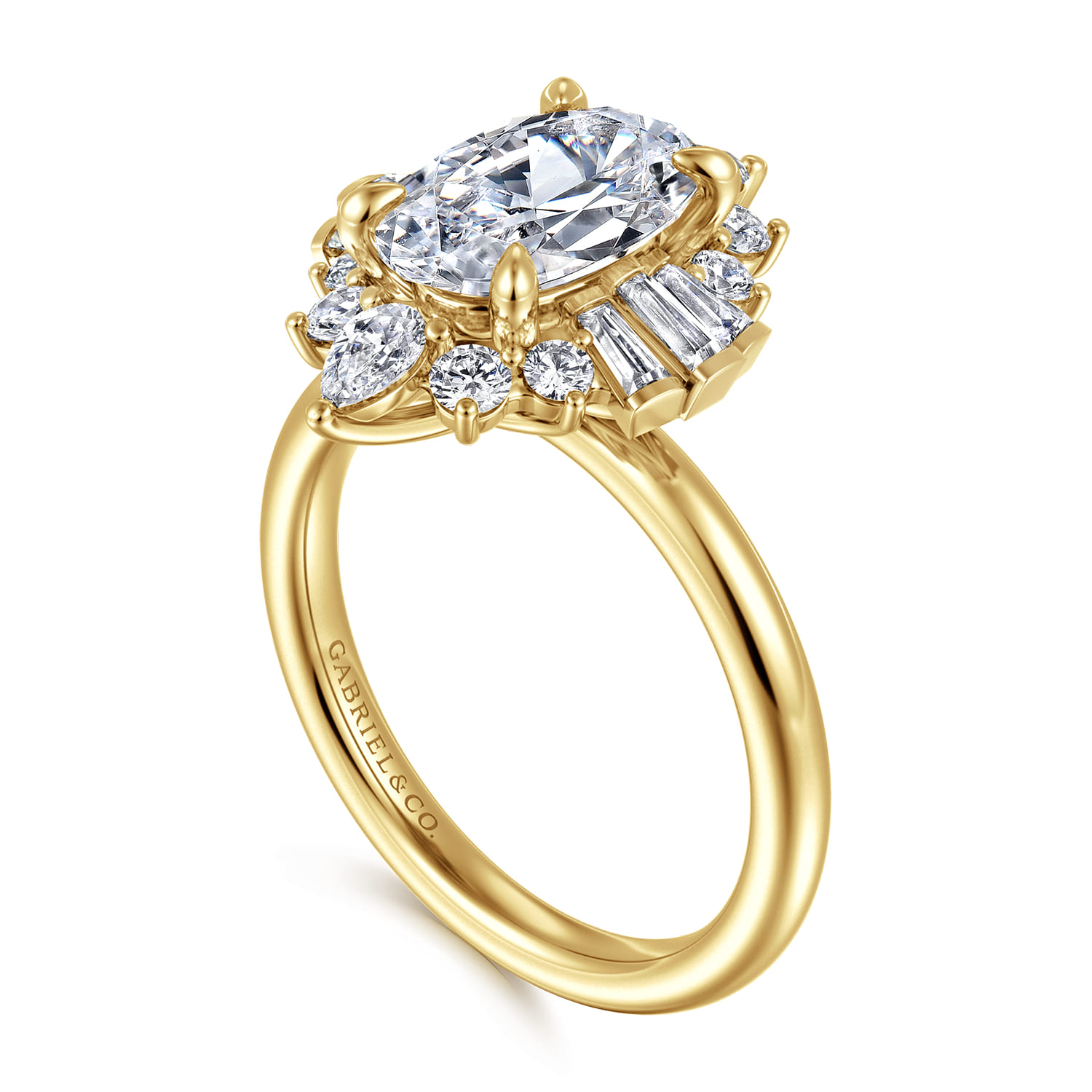 Emarie - 14K Yellow Gold Oval Halo Diamond Engagement Ring - 0.7 ct - Shot 3