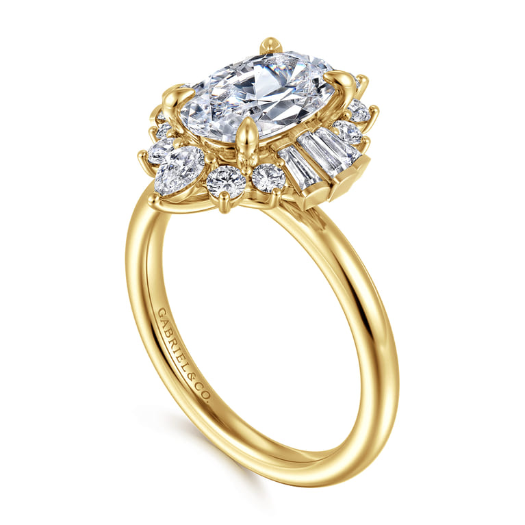 Emarie - 14K Yellow Gold Oval Halo Diamond Engagement Ring - 0.7 ct - Shot 3