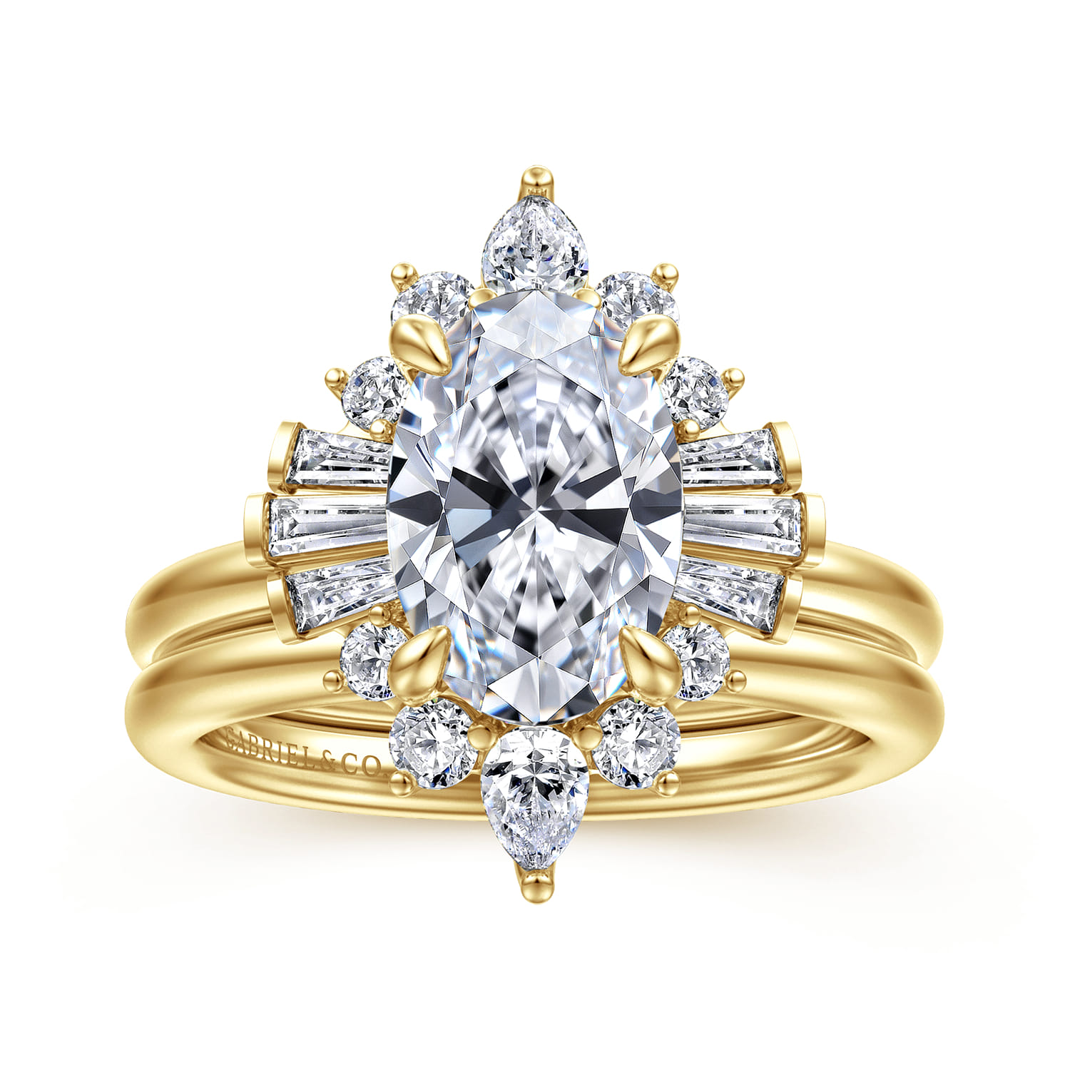 Emarie - 14K Yellow Gold Oval Halo Diamond Engagement Ring - 0.7 ct - Shot 4