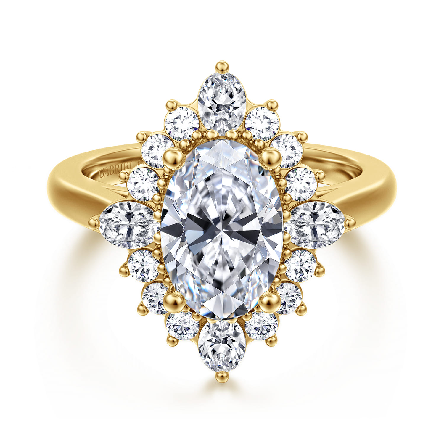 Yazmin - 14K White Gold Oval Halo Diamond Engagement Ring - 0.75 ct - Shot 1
