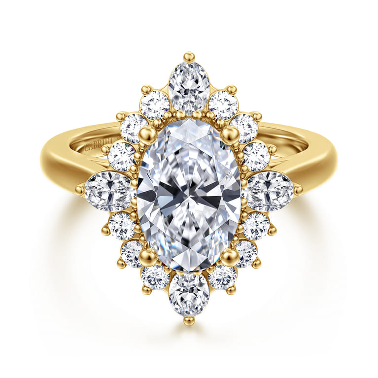 Yazmin - 14K White Gold Oval Halo Diamond Engagement Ring - 0.75 ct - Shot 1