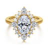 Yazmin - 14K White Gold Oval Halo Diamond Engagement Ring - 0.75 ct