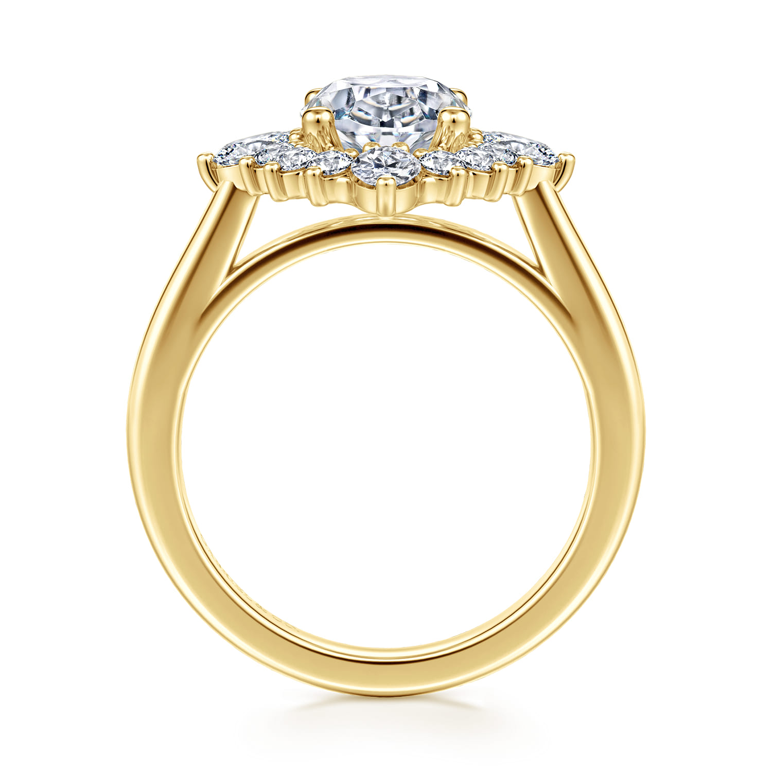 Yazmin - 14K White Gold Oval Halo Diamond Engagement Ring - 0.75 ct - Shot 2