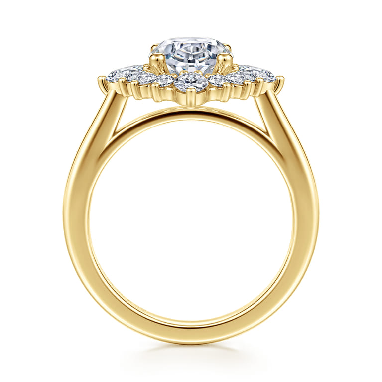 Yazmin - 14K White Gold Oval Halo Diamond Engagement Ring - 0.75 ct - Shot 2
