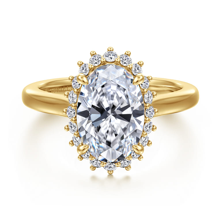 Yemaya - 14K Yellow Gold Oval Halo Diamond Engagement Ring - 0.3 ct - Shot 1