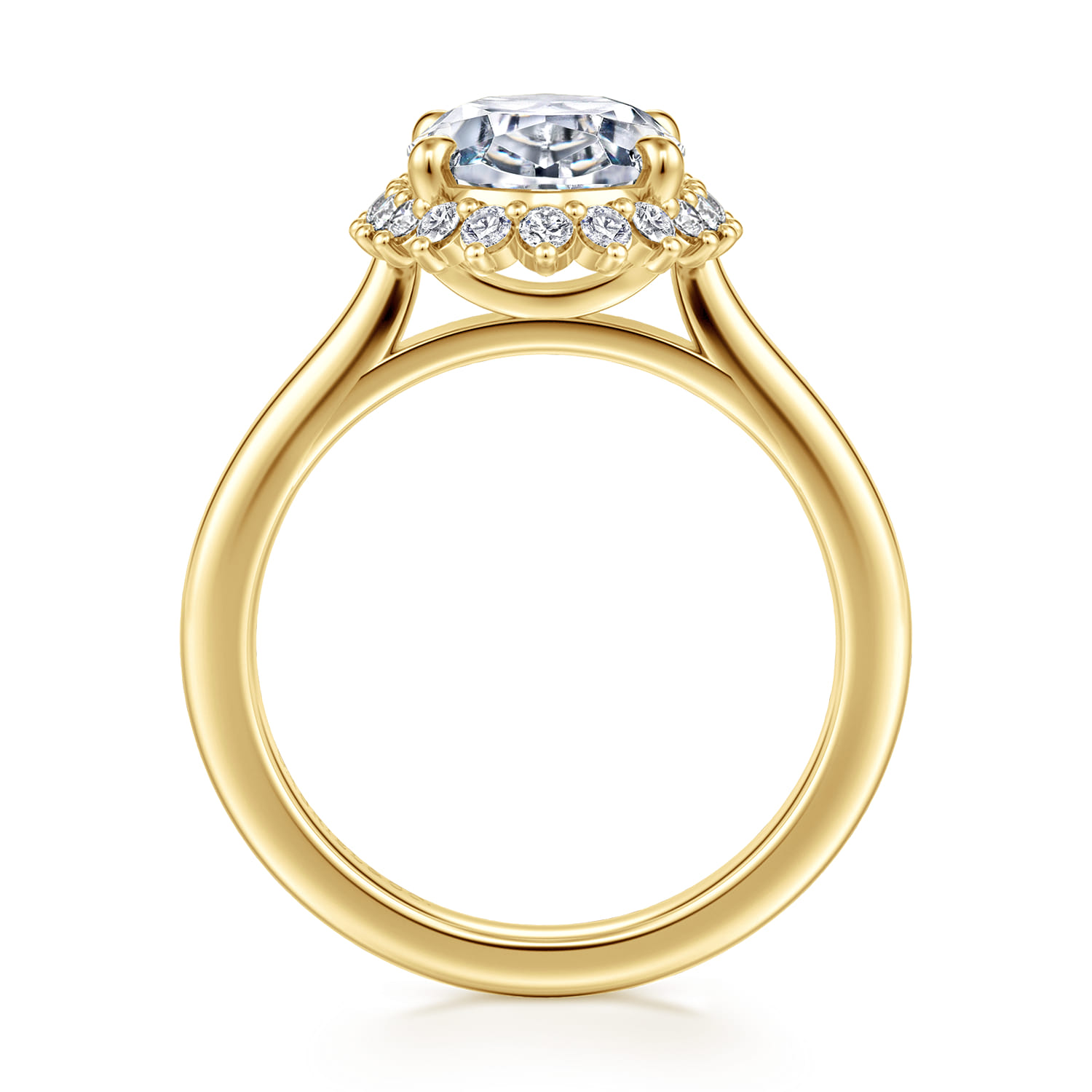 Yemaya - 14K Yellow Gold Oval Halo Diamond Engagement Ring - 0.3 ct - Shot 2