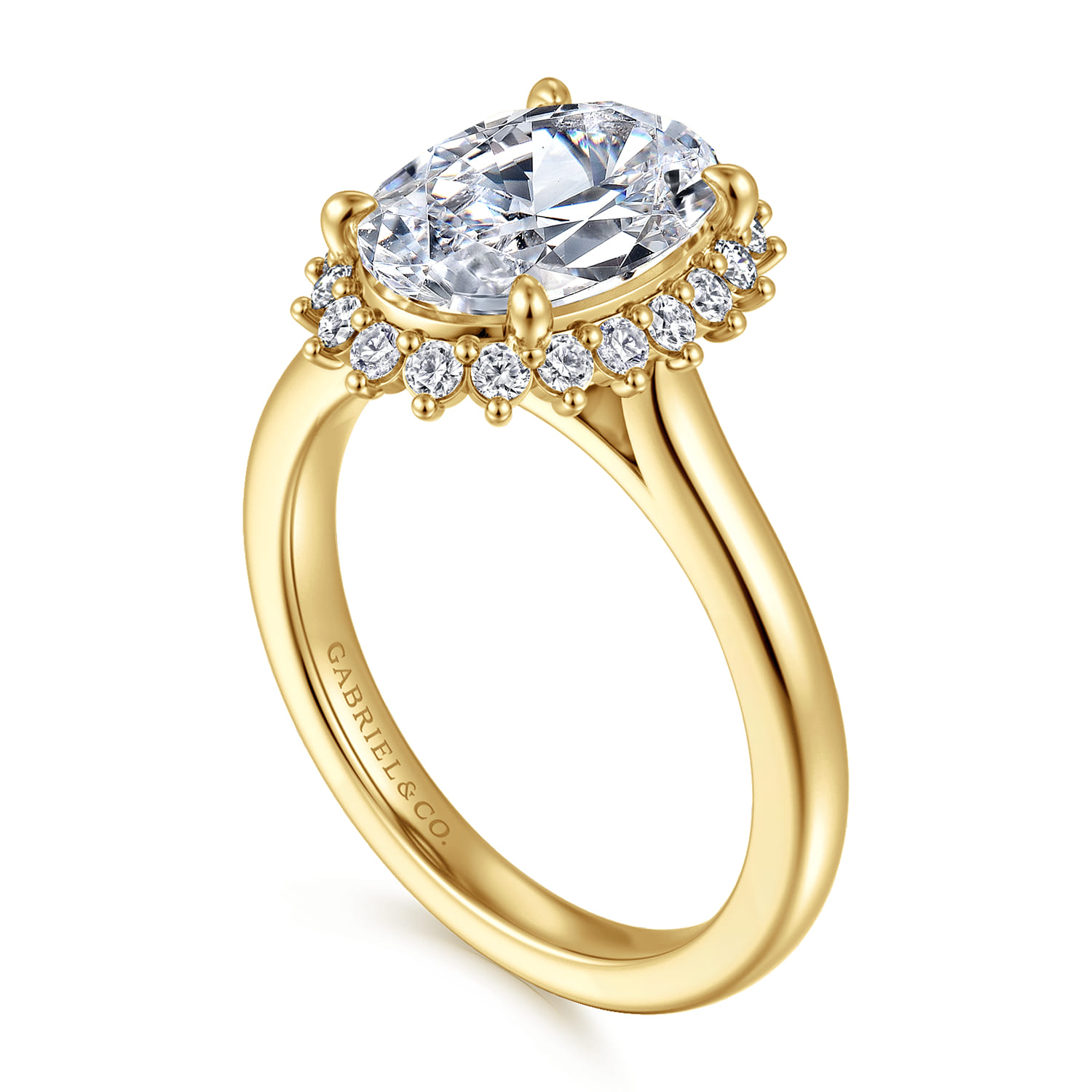 Yemaya - 14K Yellow Gold Oval Halo Diamond Engagement Ring - 0.3 ct - Shot 3
