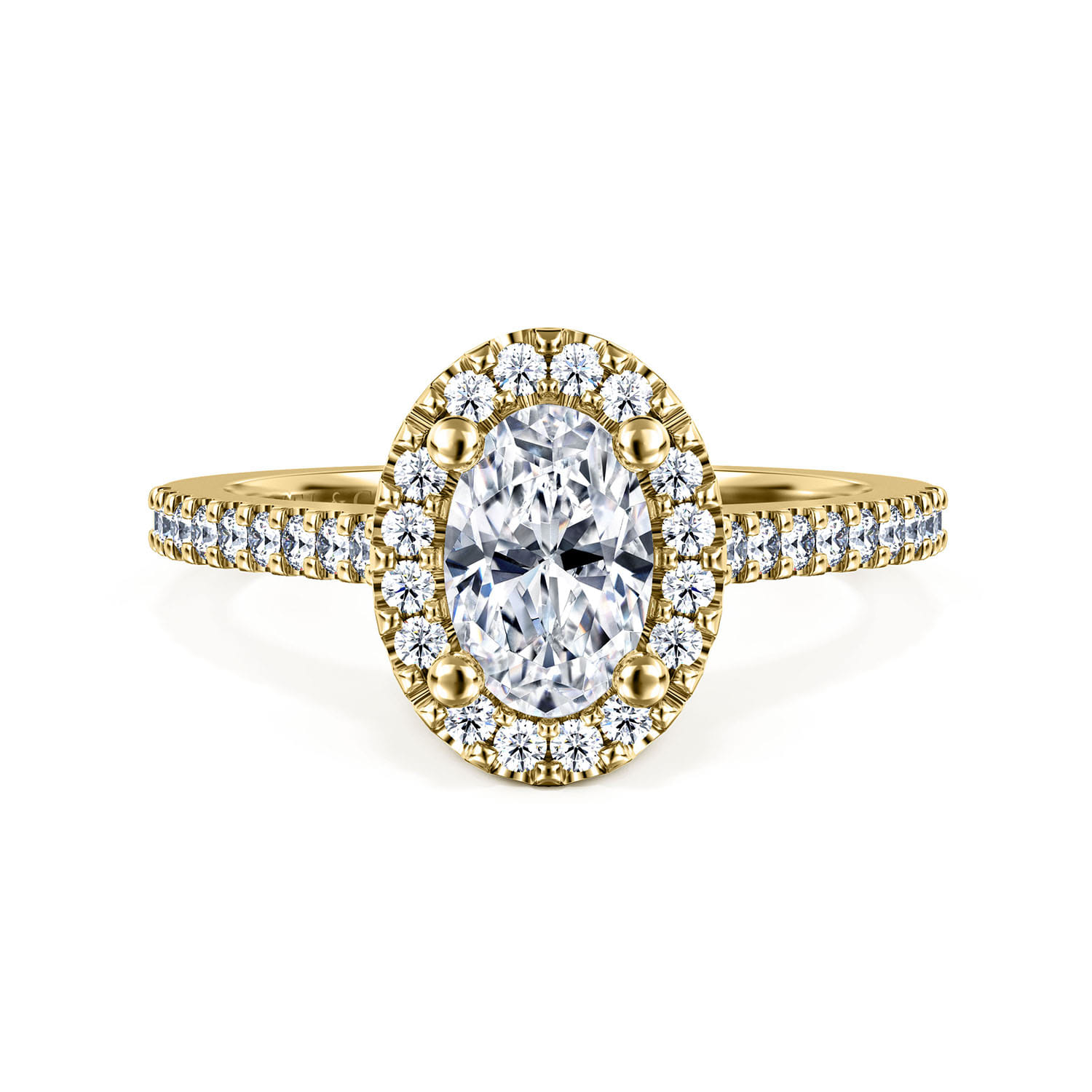 Carly - 14K Yellow Gold Oval Halo Diamond Engagement Ring - 0.25 ct - Shot 1