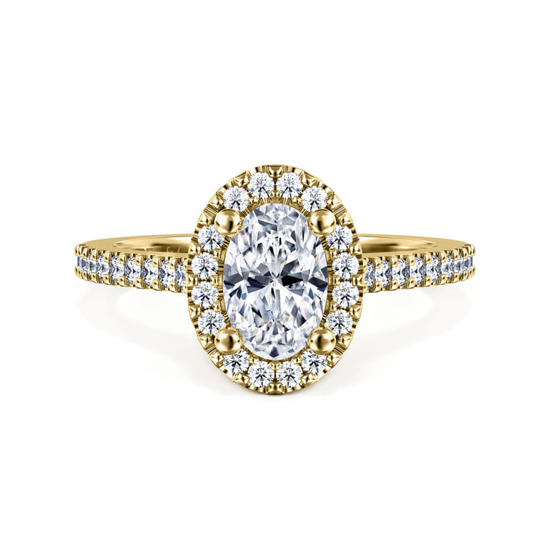 Carly - 14K Yellow Gold Oval Halo Diamond Engagement Ring - 0.25 ct - Shot 1