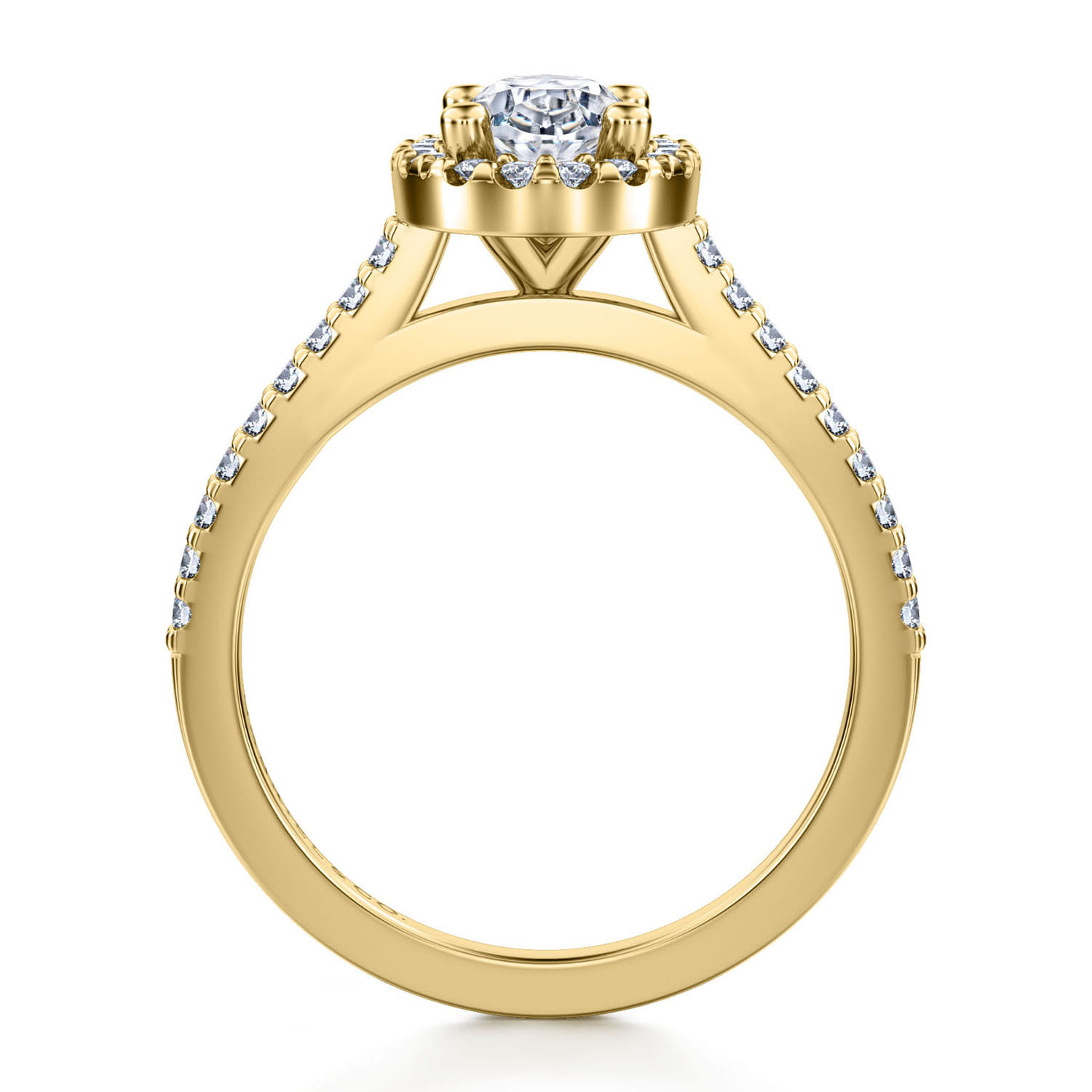 Carly - 14K Yellow Gold Oval Halo Diamond Engagement Ring - 0.25 ct - Shot 2