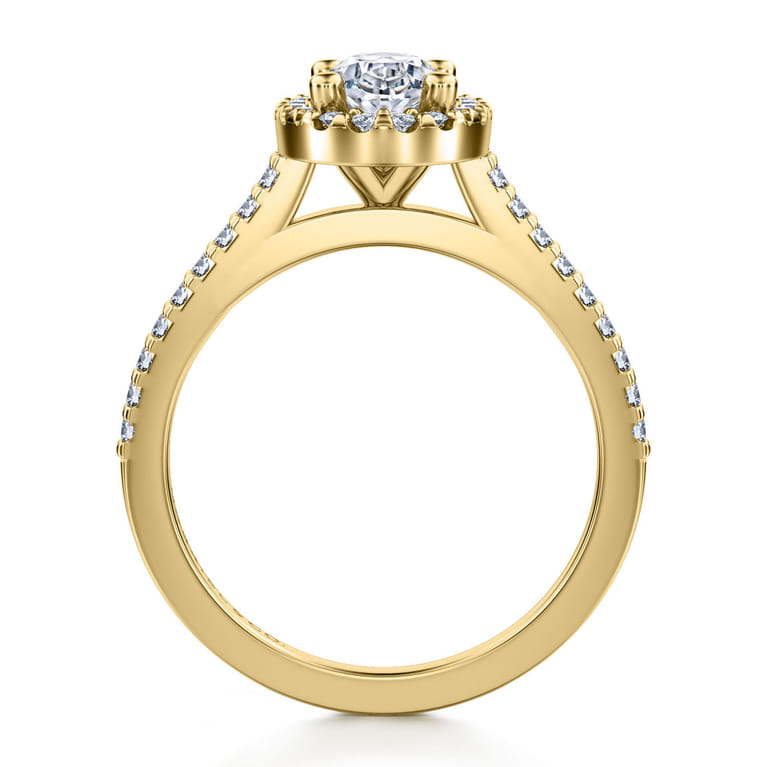 Carly - 14K Yellow Gold Oval Halo Diamond Engagement Ring - 0.25 ct - Shot 2