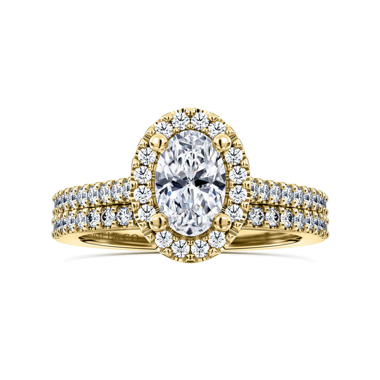Carly - 14K Yellow Gold Oval Halo Diamond Engagement Ring - 0.25 ct - Shot 4