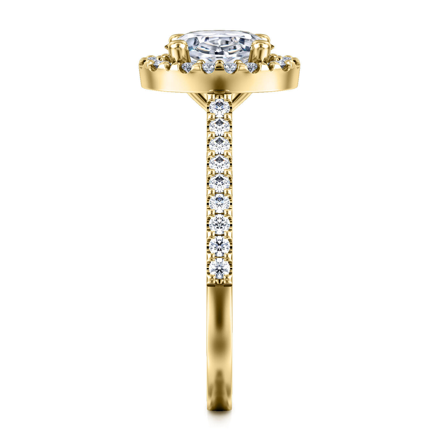 Carly - 14K Yellow Gold Oval Halo Diamond Engagement Ring - 0.25 ct - Shot 5