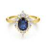 Ridley - 14K Yellow Gold Oval Halo Sapphire and Diamond Engagement Ring - 0.64 ct