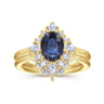 Ridley - 14K Yellow Gold Oval Halo Sapphire and Diamond Engagement Ring - 0.64 ct