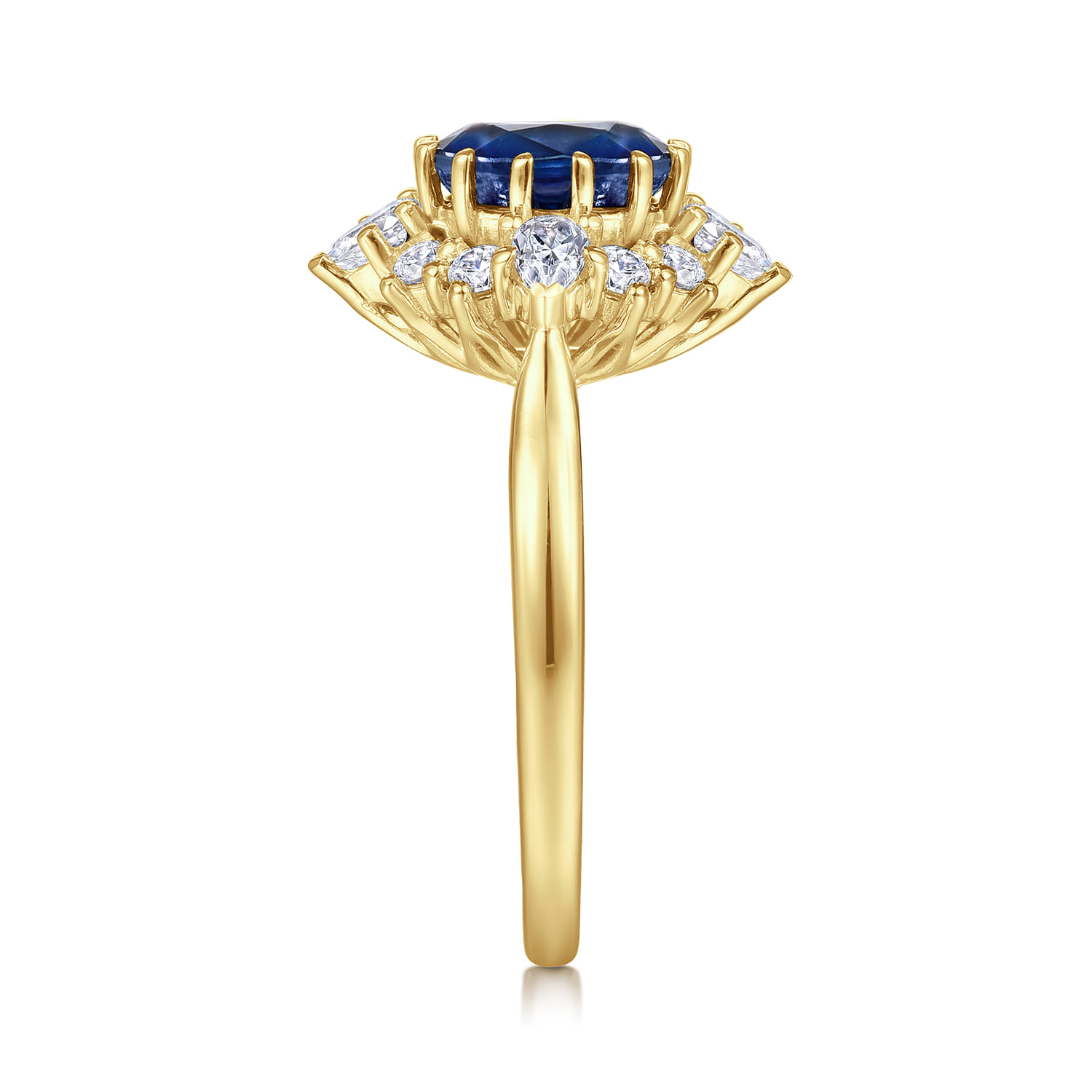 Ridley - 14K Yellow Gold Oval Halo Sapphire and Diamond Engagement Ring - 0.64 ct - Shot 5
