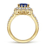 Imani - 14K Yellow Gold Oval Halo Sapphire and Diamond Engagement Ring - 0.83 ct