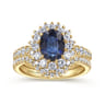 Imani - 14K Yellow Gold Oval Halo Sapphire and Diamond Engagement Ring - 0.83 ct