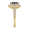 Imani - 14K Yellow Gold Oval Halo Sapphire and Diamond Engagement Ring - 0.83 ct