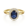 Jordana - 14K Yellow Gold Oval Halo Sapphire and Diamond Engagement Ring - 0.19 ct